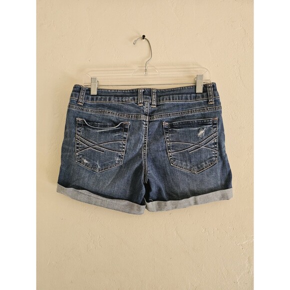 Aeropostale Denim Jean Short Shorts Size 7/8 Distressed Cuffed Denim - Picture 7 of 7